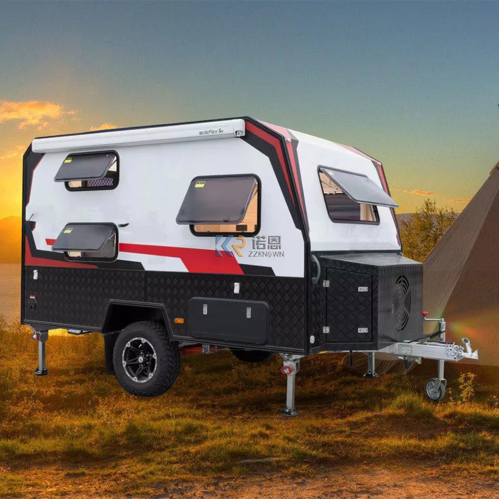Us Standards Reizen Camping Trailer met Badkamer Compacte Off Road Camper Trailer Motor Home Rv Camper Caravan Mover