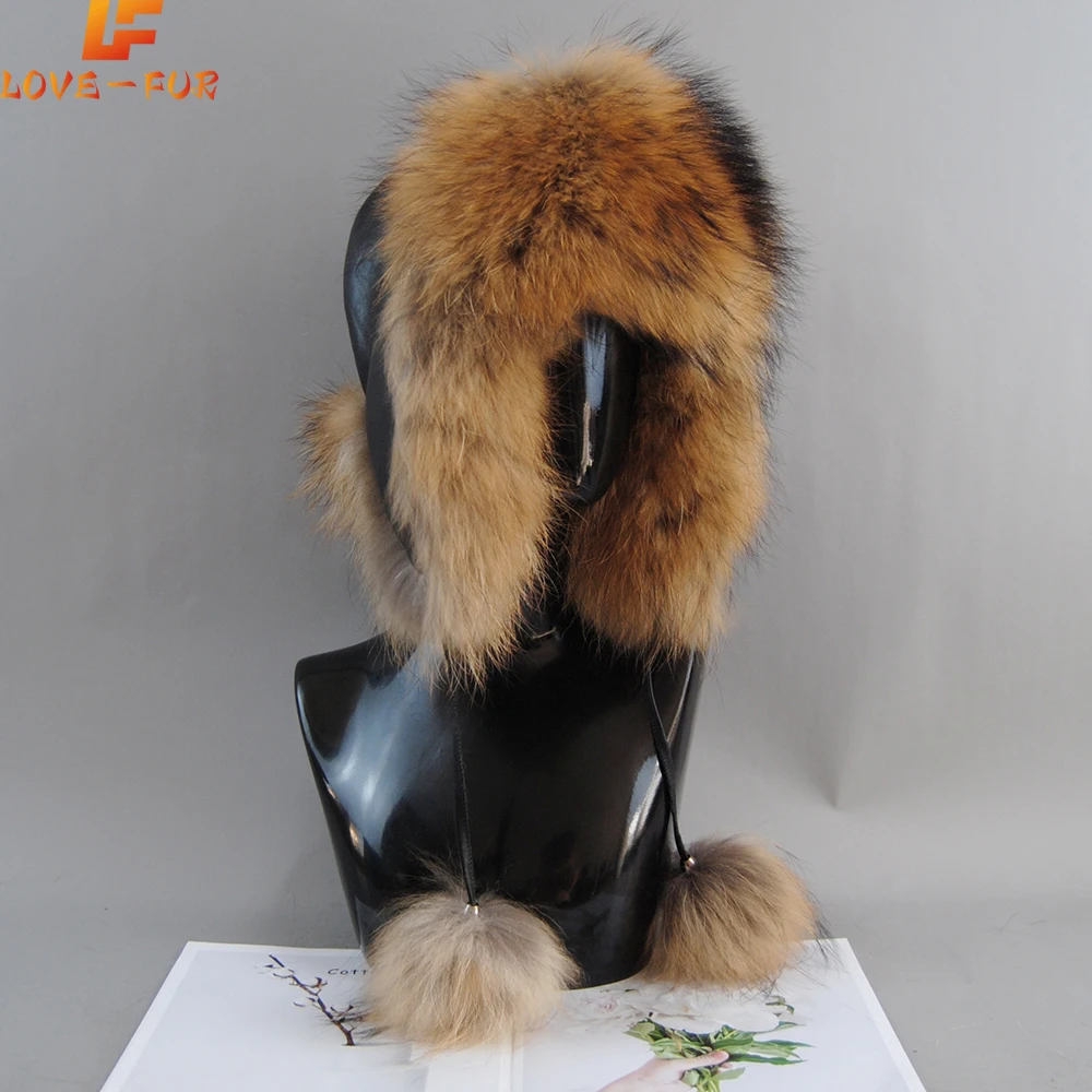 2024 Luxury Quality Lady Genuine Real Leather Hat Natural Real Fox Fur Bomber Hats Winter Warm Women Fluffy Fox Fur Earflap Caps