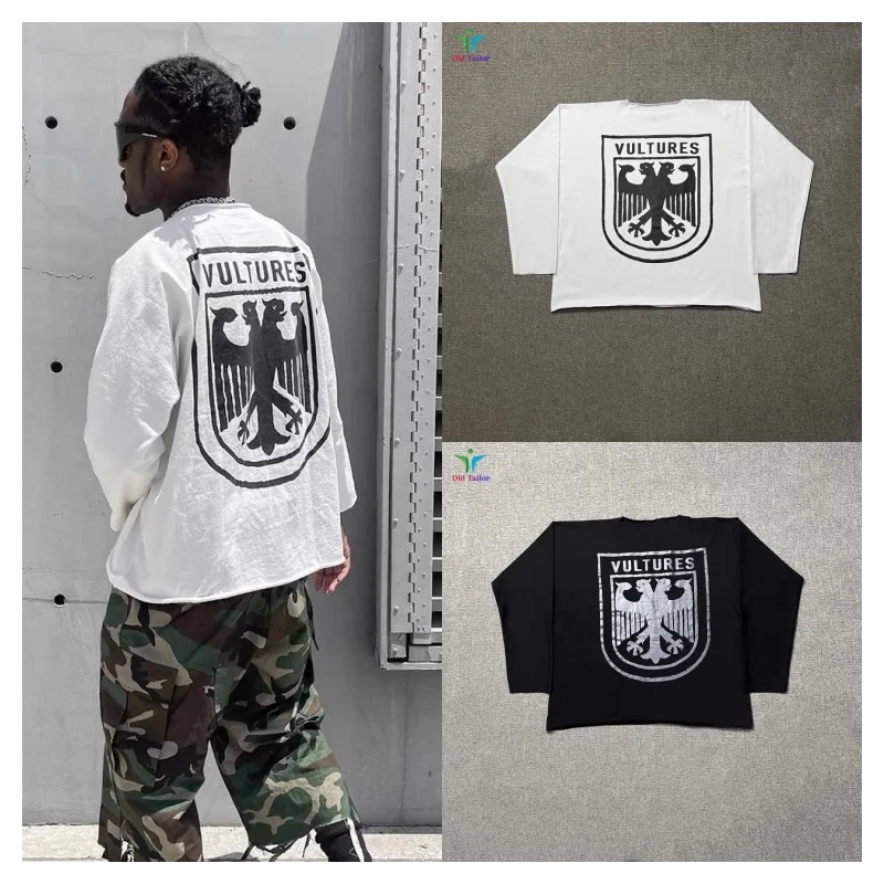 

YZY Kanye Autumn/Winter Merchandise Vulture-Printed Loose-Fit 100% Cotton Long-Sleeve T-Shirt