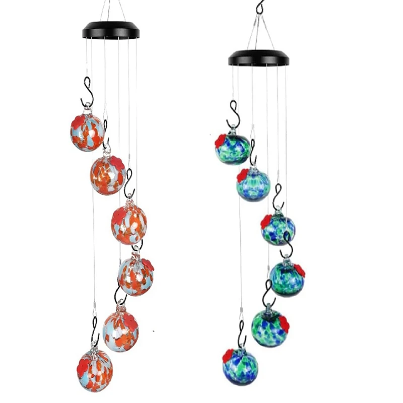 2 PCS Wind Chime Bird Feeder, Outdoor Bird Feeder As Shown Charming Wind Chime Bird Feeder