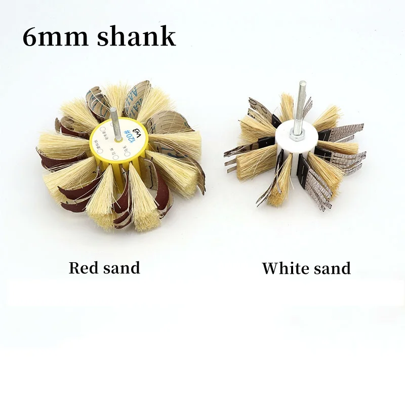 120~400 Grit 6mm Shank Mounted Sisal & Emery Cloth Bristle Polishing Brush Wheel For Wood Primer Metal Sanding