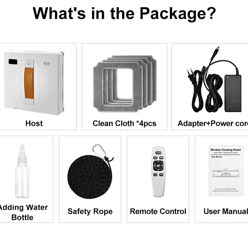 Smart Home Glass Wall Wet Dry Cleaner - WD8 Robot Window Vacuum with Dual Water Spray Laser Sensor & APP Remote Control