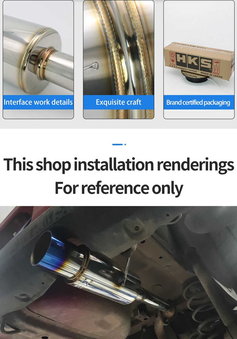 Auto-Auspuffrohr, modifizierte Teile, HKS-Schalldämpfer, gerades Endrohr, Universal-Auslass, 89 mm, glänzend, silberfarben, blau, rostfrei, 51 63 76 mm, passend – Detail 6