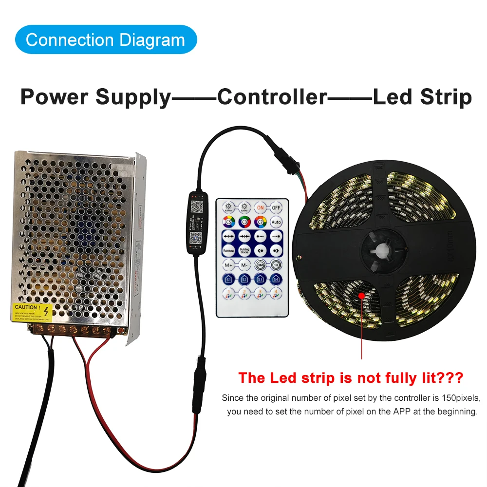 WS2811 WS2812B LED-Controller, Bluetooth-Musik, integriertes Mikrofon, 28 Tasten, Fernbedienung, individuell adressierbares LED-Pixel-Streifenlicht – Detail 7