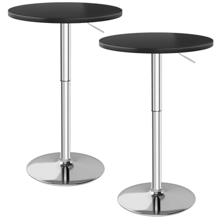 

Регулируемый круглый барный стол для бистро, паба, столовой, кафе, 27,4-36 дюймов, с поворотом на 360°, черно-серебристый