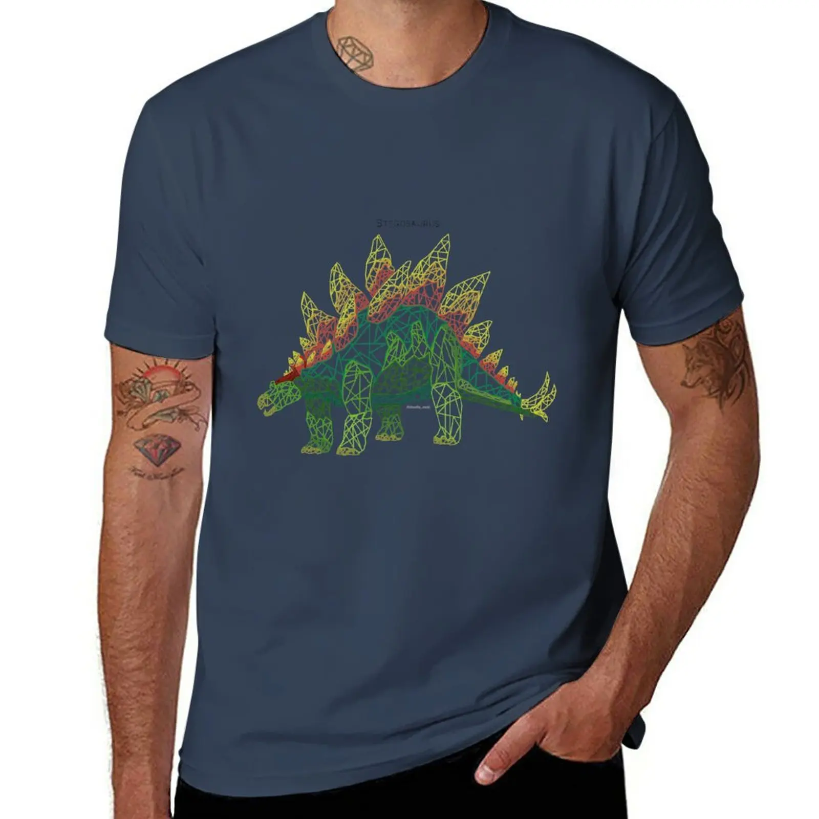 New Geometric Stegosaurus T-Shirt man clothes Short t-shirt Aesthetic clothing big and tall t shirts for men