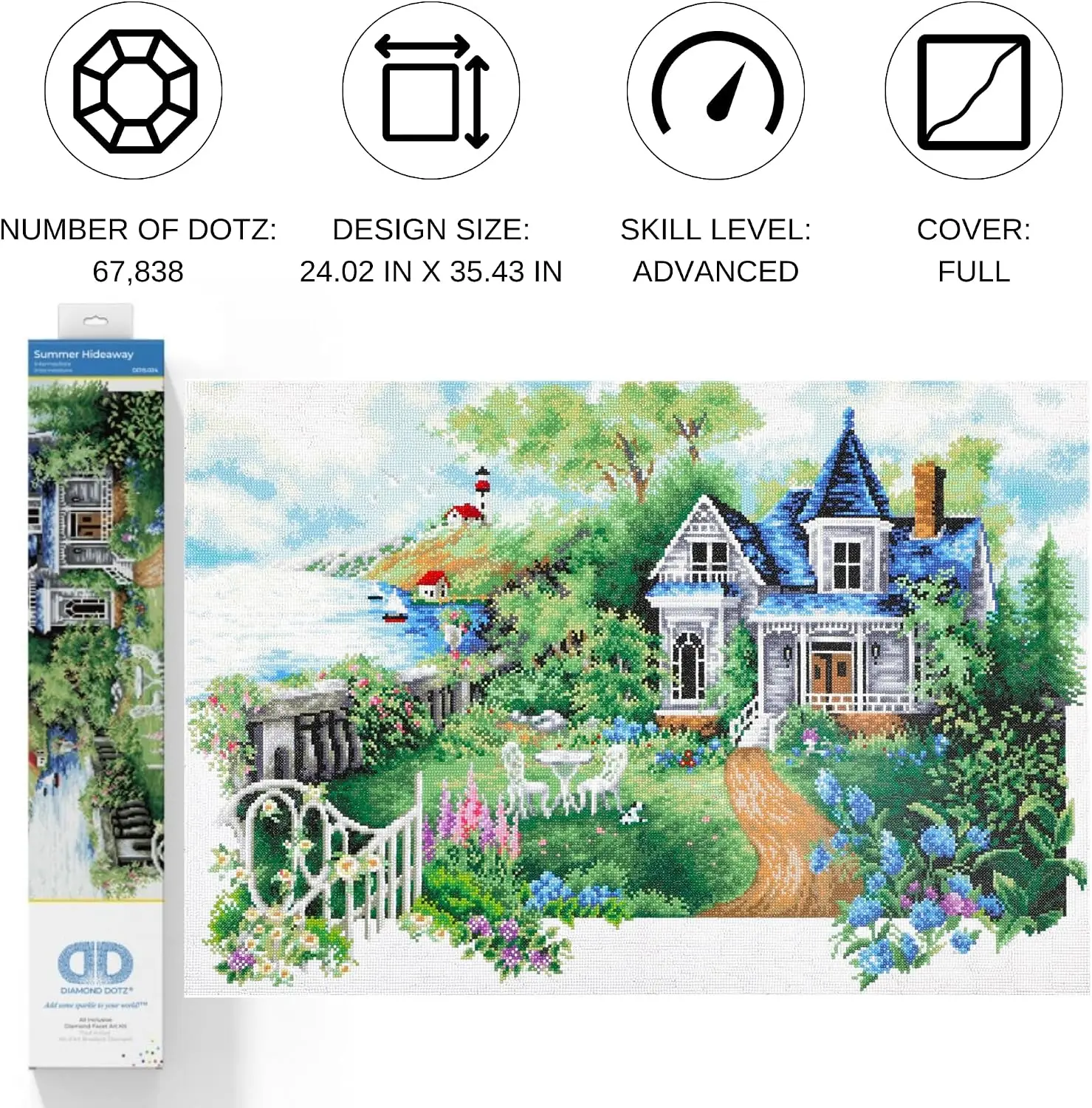 DIAMOND DOTZ Summer Hideaway Landscape Diamond Painting Kits for Adults - Diamond Art Kits a Relaxing Creative Craft Kit with Dotz Gems 24