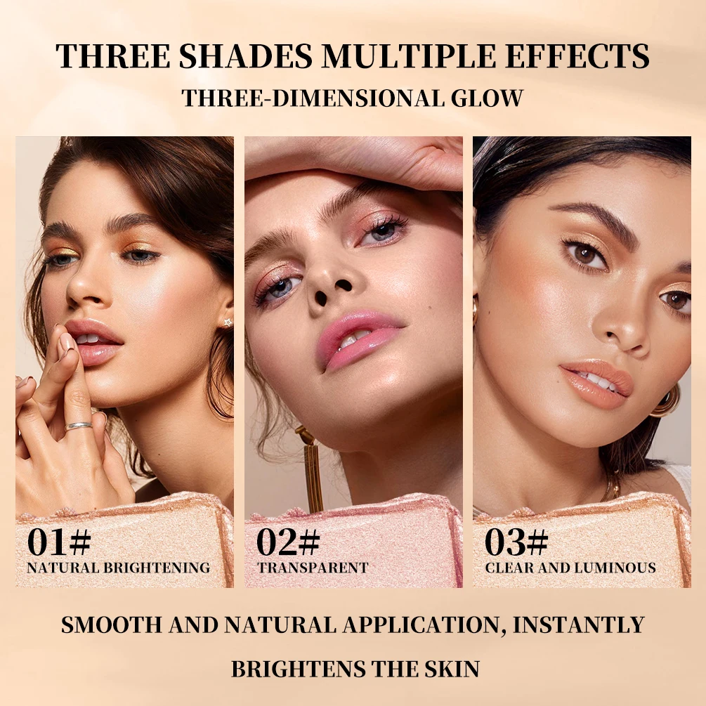 3 Colors 3D Face Brighten Highlighter Bar Cosmetic Face Contour Bronzer Shimmer Highlighter Stick Concealer Cream Makeup Tools