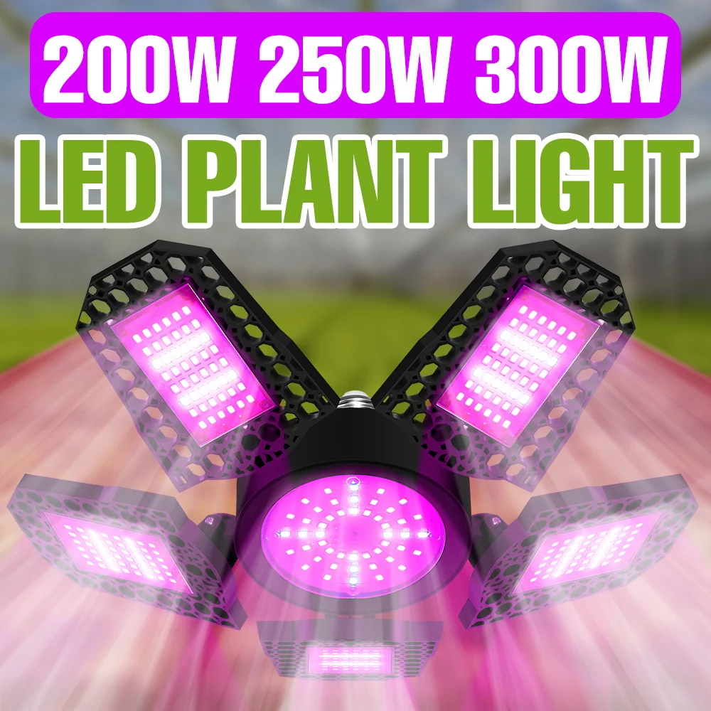 

Светодиодная лампа для растений 300 Вт, полный спектр, для гидропоники, выращивания цветов в помещении, теплиц, овощей, дополнительное освещение