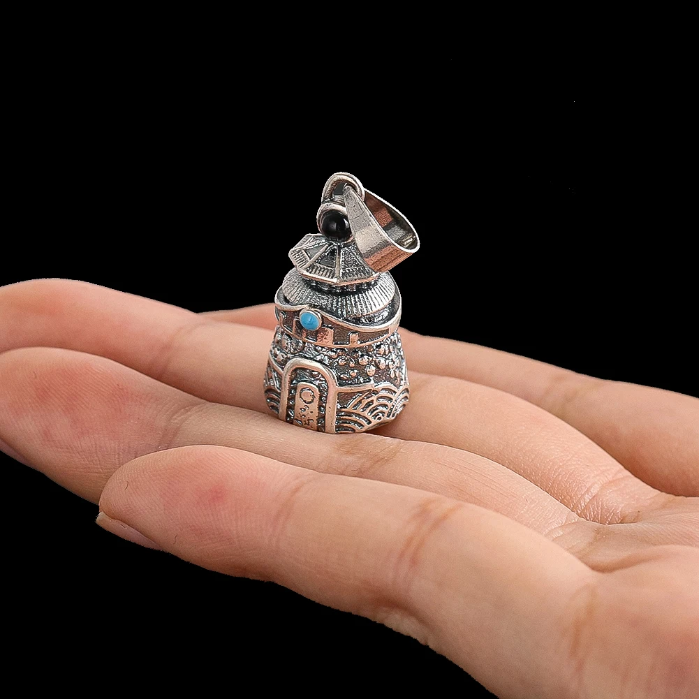 Metal White Copper Material Tiantan Pagoda Pendant Openable Top Aromatherapy Bottles DIY Container Bottle Safe Amulet Charms