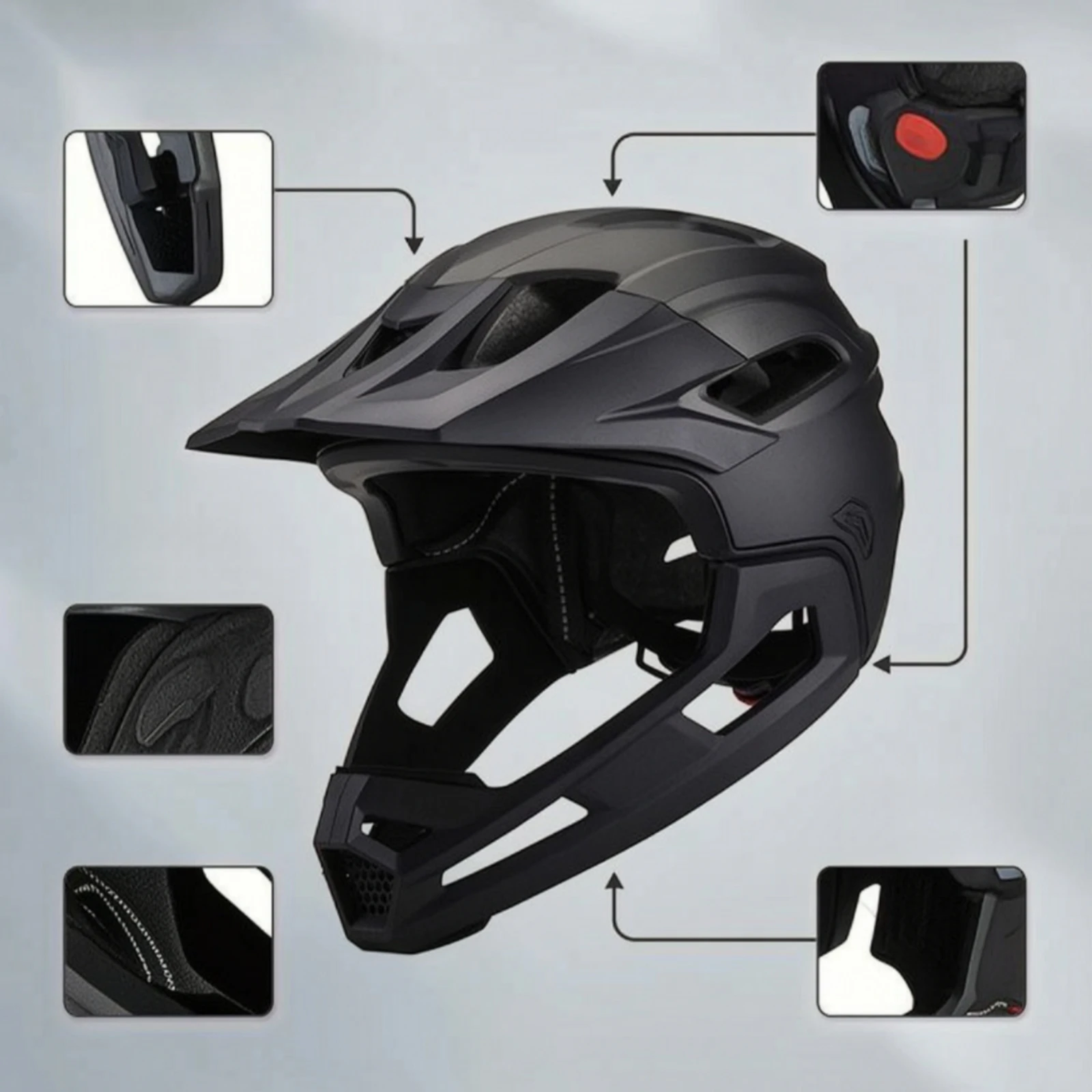 Bike Helmet with Detachable Chin Guard Removable Helmet with Detachable Chin Bar Lightweight Breathable for Mountain Bikers