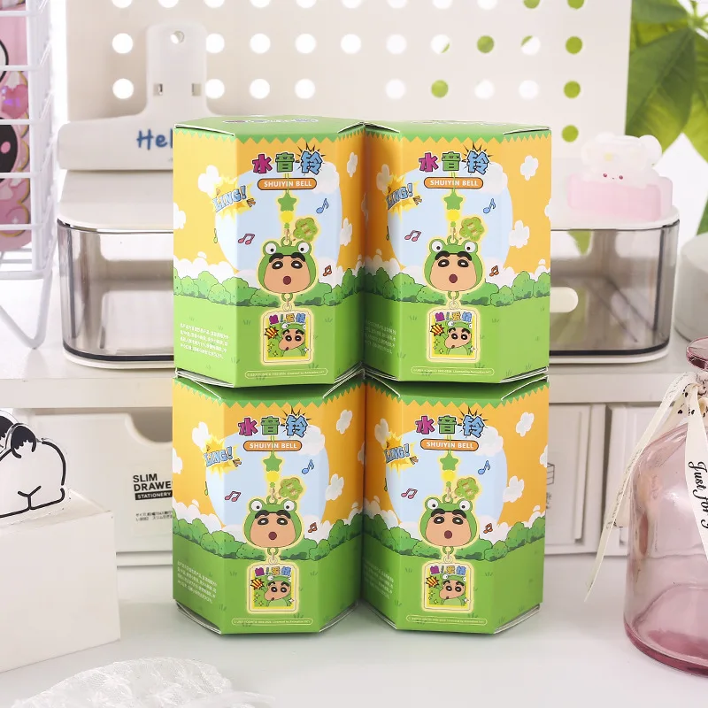 Crayon Shin-Chan Suono d'acqua Piccola campana cieca Scatola per cellulare Decorazione a catena Corda Regalo Zaino per cartoni animati Ciondolo a campana piccola