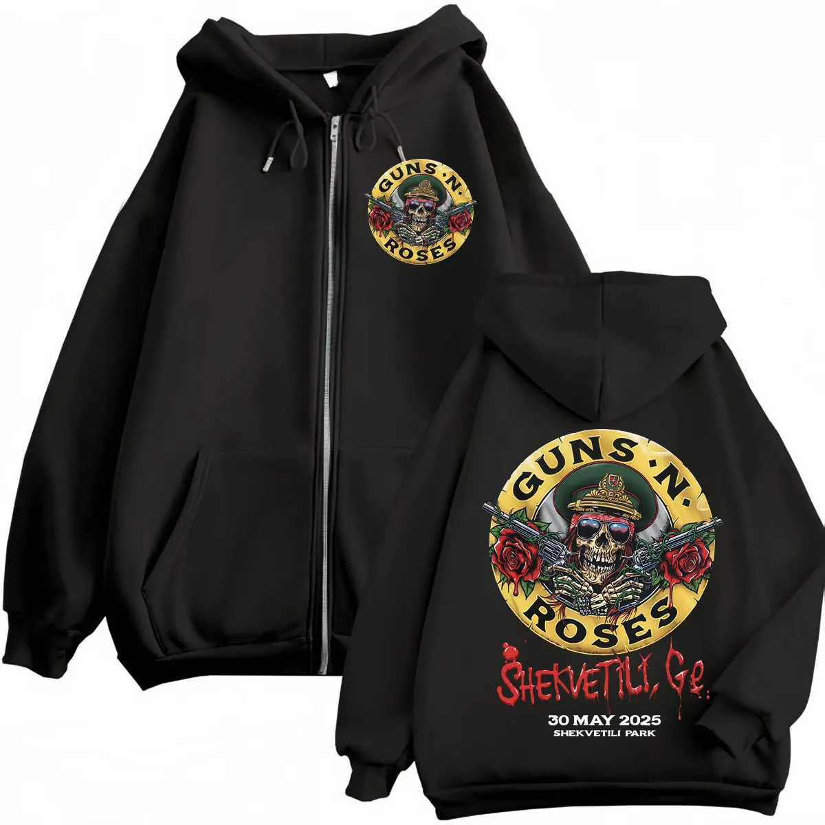 

Rock Band Guns N Roses Zipper Hoodies High Quality Fashion Zip Up Hooded Sweatshirts Men Women Casual Oversized Fleece Pullovers