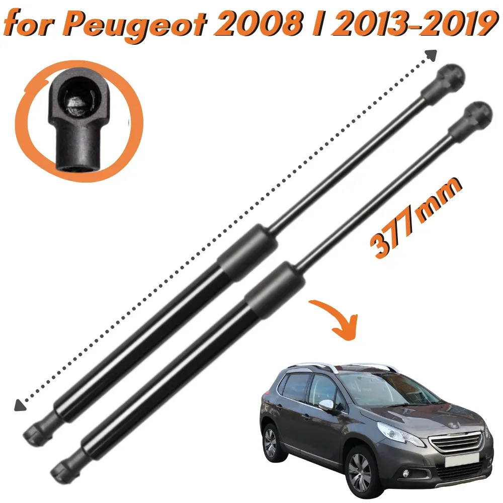 Qty(2) Rozpórki bagażnika z włókna węglowego do Peugeot 2008 I SUV 2013-2019 377mm 9678317180   Podnośnik tylnej klapy obsługuje amortyzatory gazowe