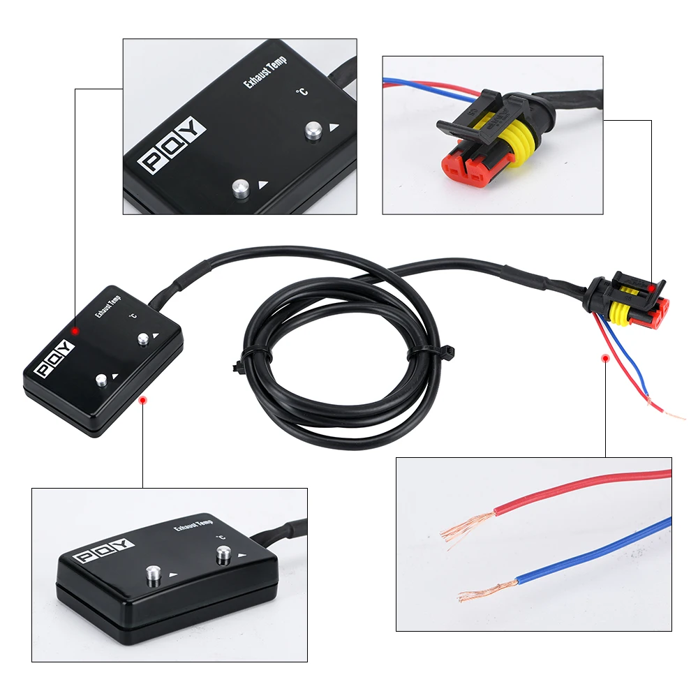 Car Exhaust Temp Gauge Exhaust Gas Meter Digital With Sensor EXT Temperature Meter Turbo for 4WD Hilux Patrol EGT HT-TAG06-QY