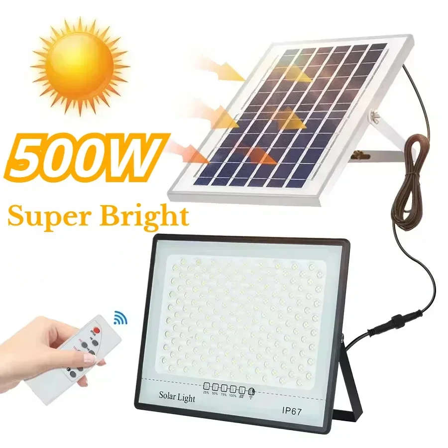 

500W LED Solar Lights Outdoor Super Bright IP65 Waterproof Street Wall Light Super Bright Security Lights for Garden Yard Patio