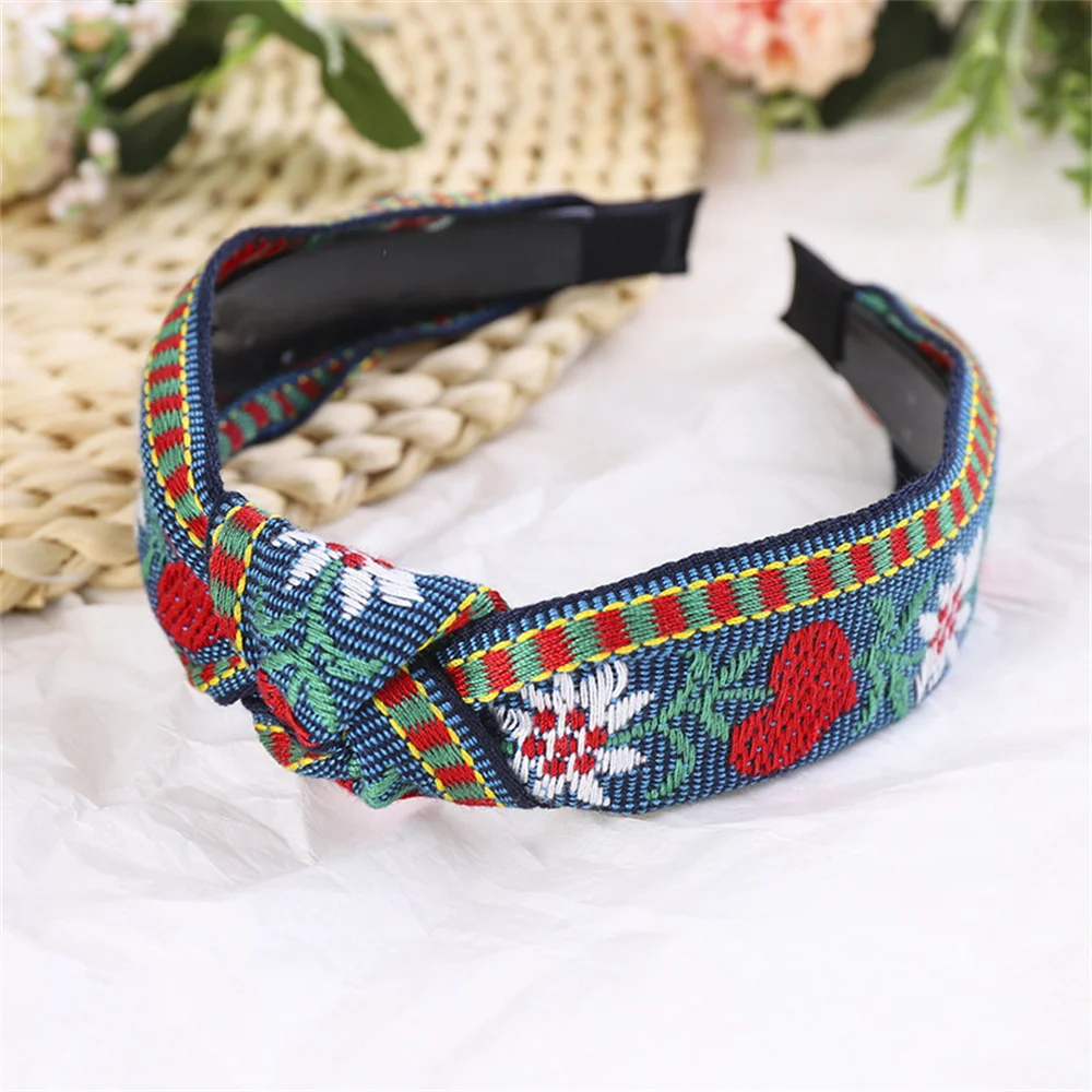 

Bohemia Knotted Wide Headbands For Women Girls Headwear Vintage Fabric Hairbands Female Elastic Hair Hoop Hair Accessories Gift