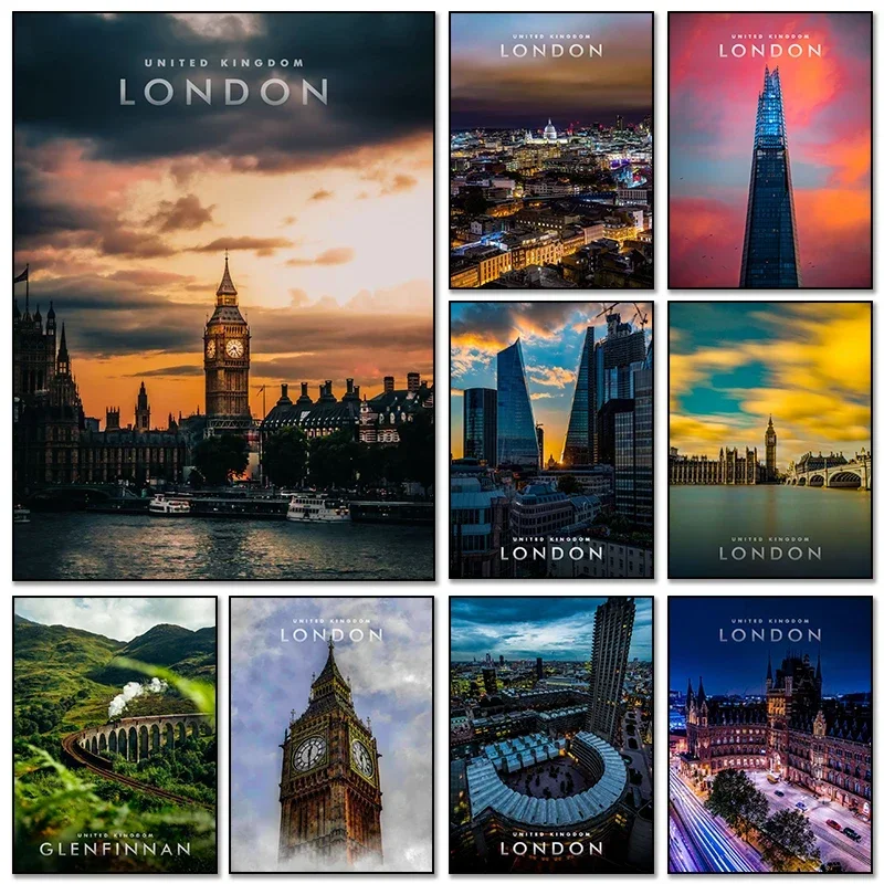 1pc frameless Canvas Painting Modern United Kingdom London Posters Canvas Paintings And Prints Cityscapes HD Pictures For Living