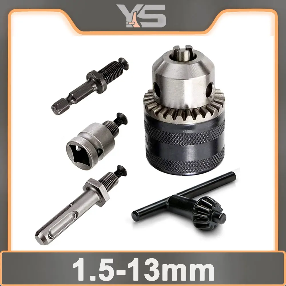 1.5-13mm Converter 1/2 20UNF Key Drill Chuck Thread Quick Change Adapter SDS 1/4 Impact Driver Wrench Bit Connecting Rod Hex