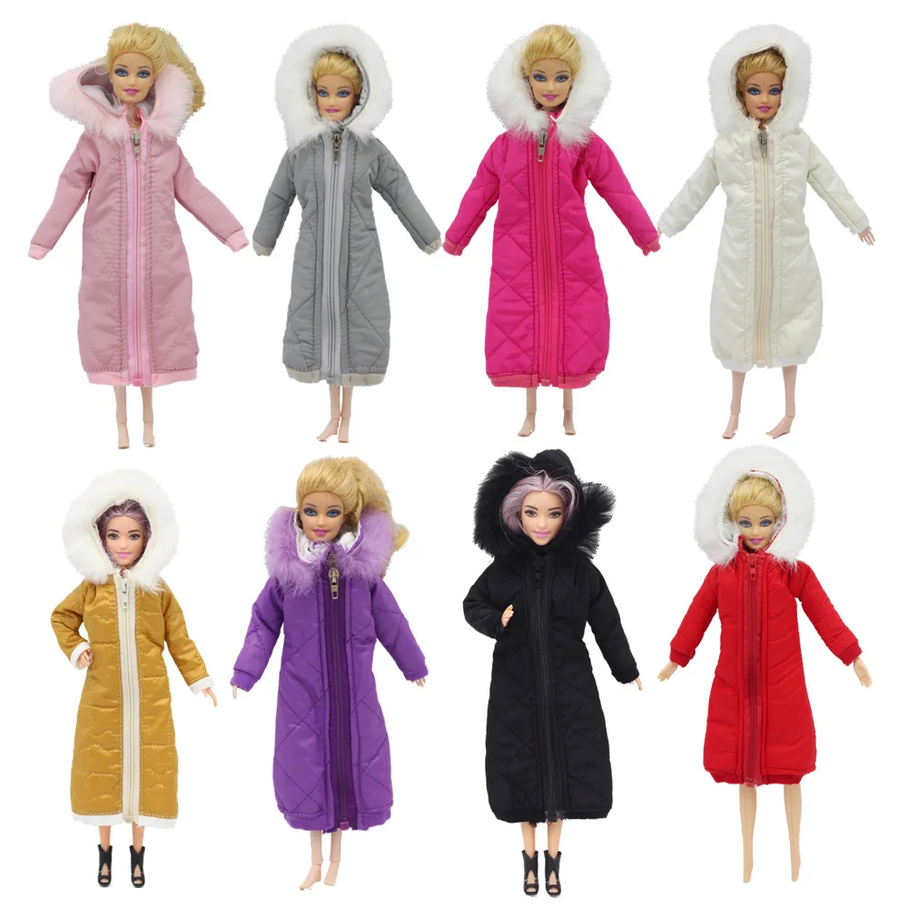 

Long Coat Cotton Doll Down Jacket Fashion Zipper Fur Coat Top Dress Winter Warm Doll Clothes for Doll Accessories Kid Toy