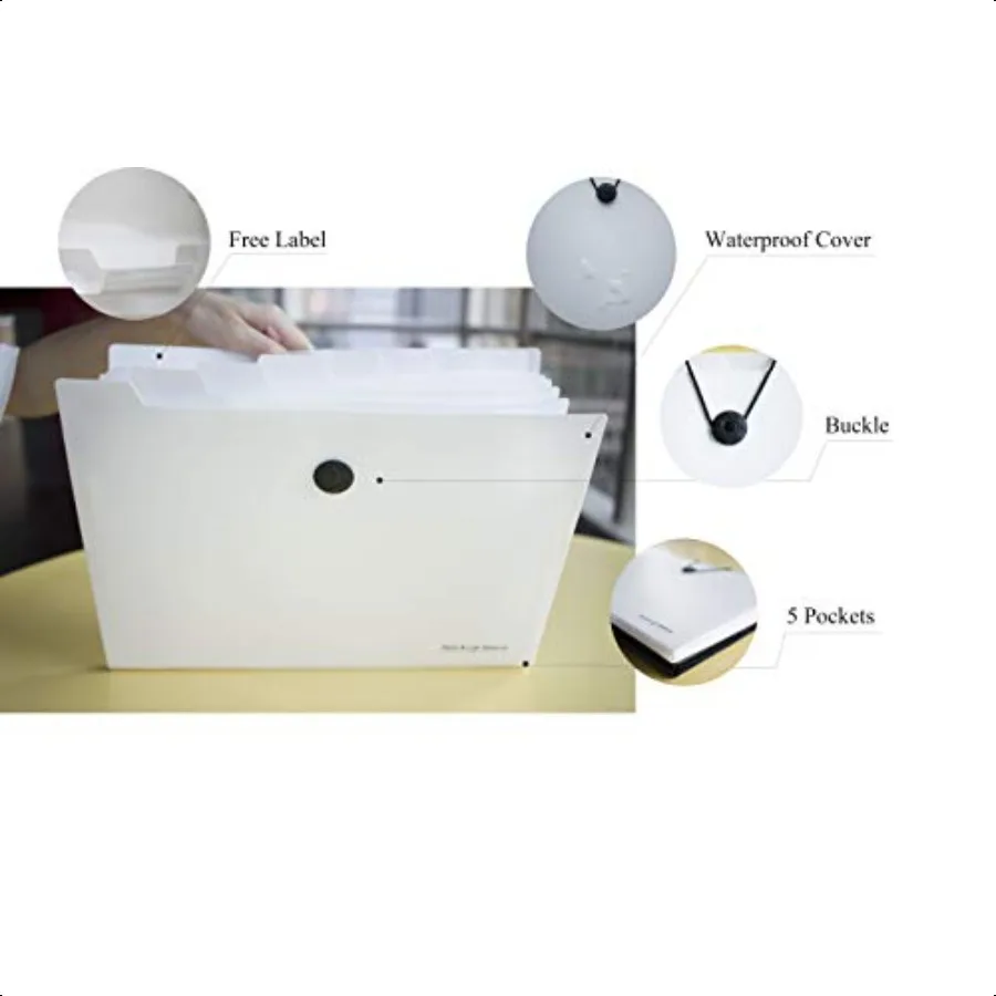 UFan مجلد ملفات قابل للتوسيع المنظم 5 جيوب A4 حجم الرسالة الأكورديون منظم الملفات المحمولة توسيع صندوق حفظ الملفات البلاستيك أ