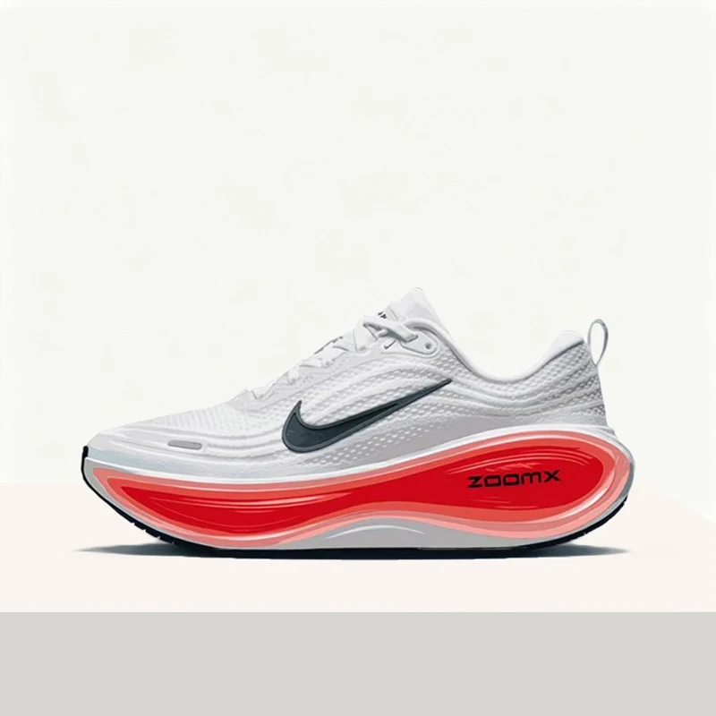 Nike Vomero Plus: Stylish, Comfortable, Non-Slip, Durable Low-Top Racing Running Shoes for Men in White and Red  HV8150-100