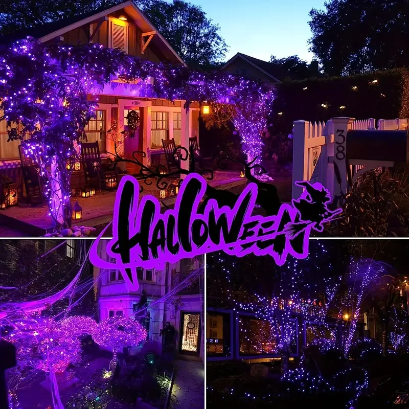 1 قطعة 12 متر/39.37 قدم. 100 LED سلسلة ضوء الشمس للهالوين مع 8 أوضاع مصباح مقاوم للماء في الهواء الطلق لديكور فناء الحفلات الداخلية