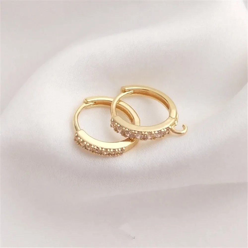 

14K Gold Plated Zircon Earring ring with open drop ring Circular earclip DIY fashion earclip accessories