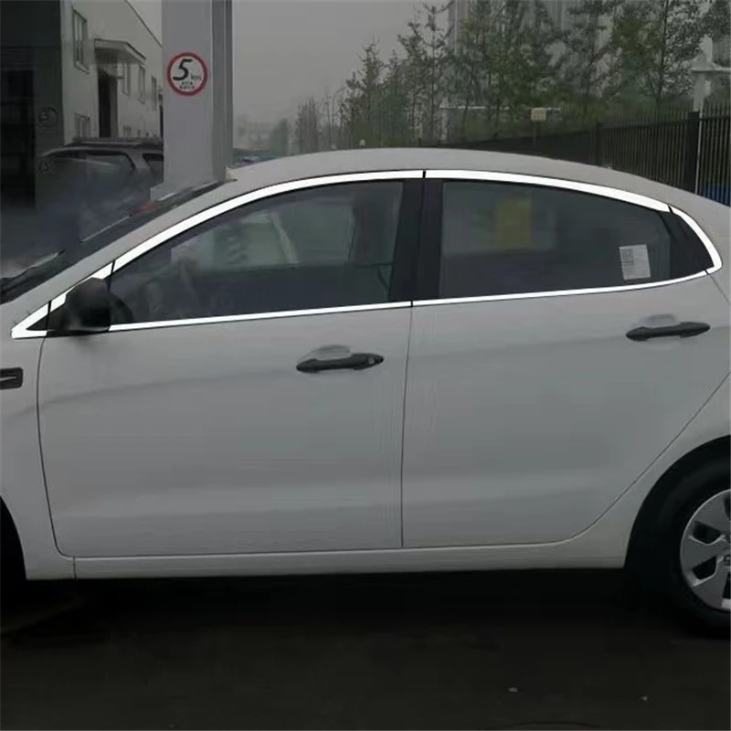 

WELKINRY For Russian Kia Rio QB 3rd Generation 2011-2017 Stainless Steel Car Body Door Full Window Whole Frame Cover Trim