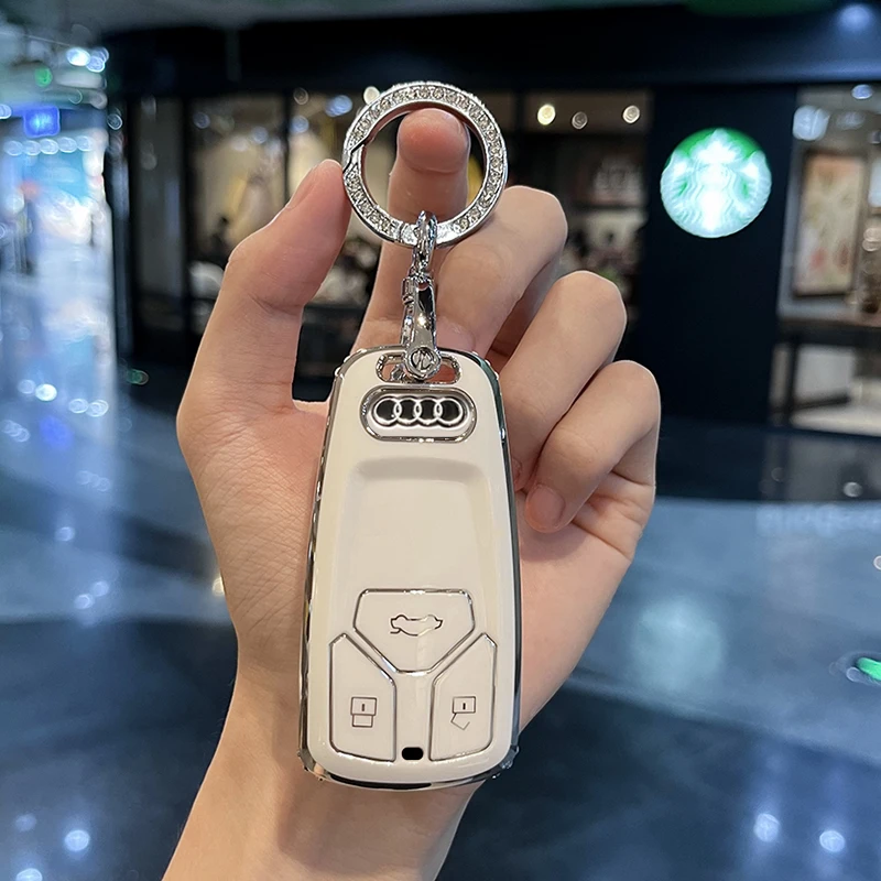 أودي سبائك الزنك A4 B9، A5، A6L، A6، S4، S5، S7، 8W، Q، 4MQ5، TTS، RS نمط سيارة رياضية TPU غطاء حماية لمفتاح السيارة عن بعد #4