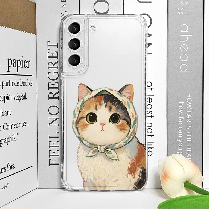 Custodia per telefono trasparente con pittura a olio animale gatto per Xiaomi Redmi Note 14 Pro Plus 13 12 11 10 PRO 15C 14C 13C Coperture morbide