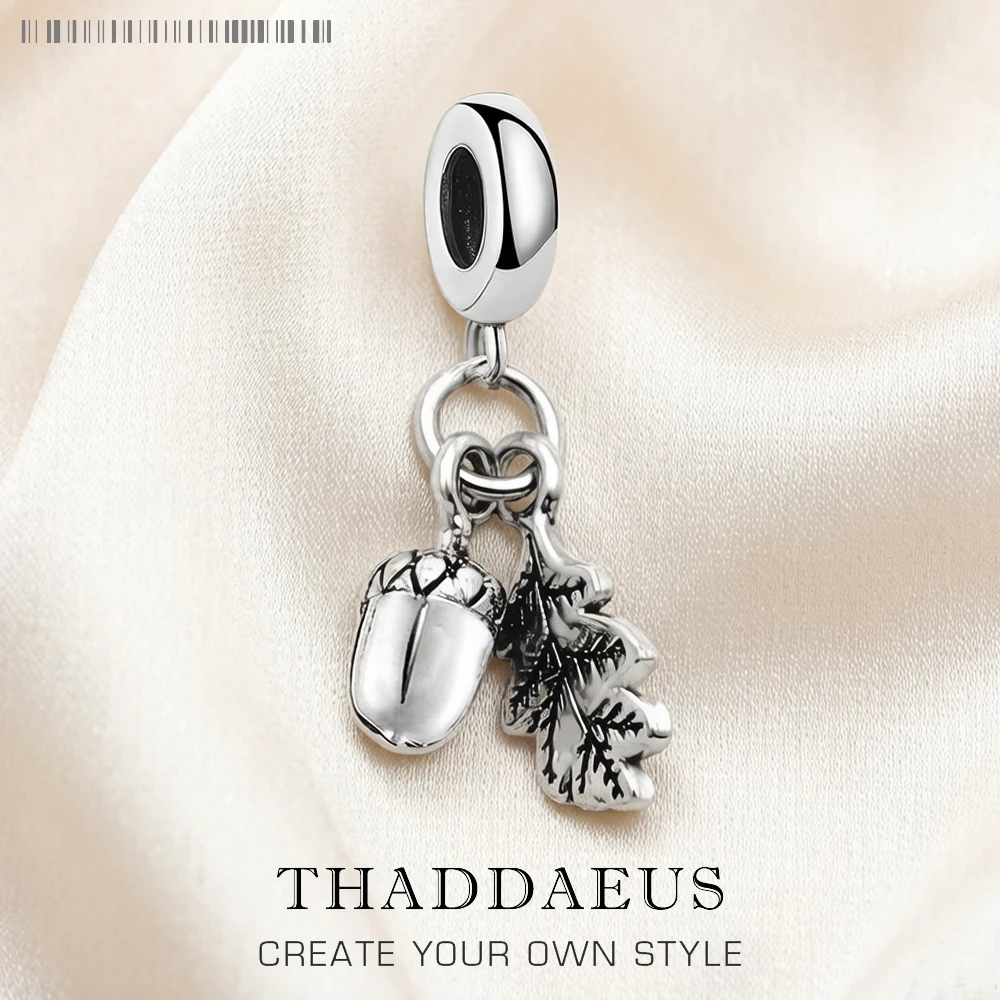 Acorns & Leaves Charm Pendants For Fashion Jewelry Making Spring Antique 925 Sterling Silver