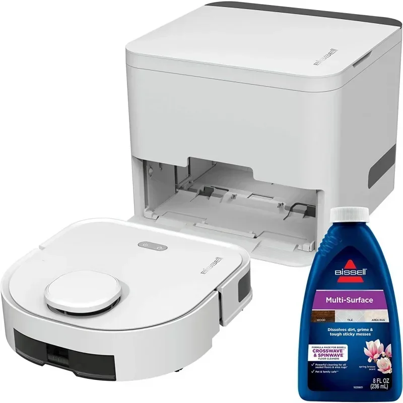 QWABISSEL ReadyClean หุ่นยนต์ถูพื้นแข็งแบบเปียก/แห้ง, เทคโนโลยีเปลี่ยนแผ่นอัตโนมัติ, การทําแผนที่บ้านขั้นสูง LiDAR, การเชื่อมต่อแอป WiFi