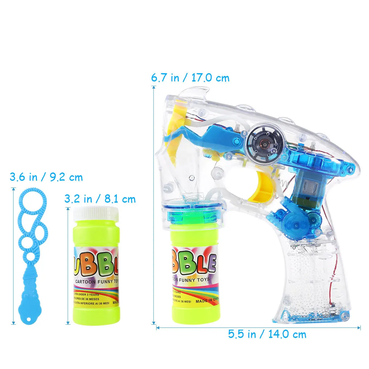 2er-Pack elektrische Blasen-LED-Up-Blasengebläse, Musik-Sound, Partygeschenke für Kinder, Blau, Gelb