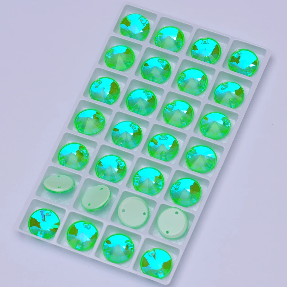 Glas K9 Neon Rivoli Neue Strass-Kanten mit Facettenschliff Aufnähbare Kristalle Flache Rückseite Steine für DIY-Kleidung – Detail 5