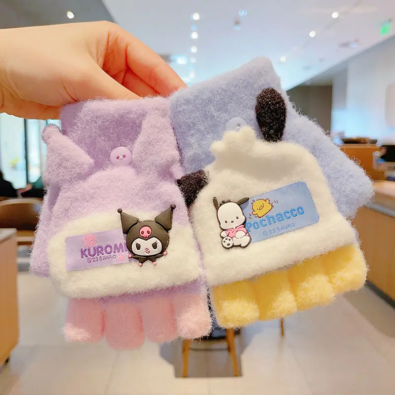 

Cute Cartoon Sanrioed Kuromi My Melody Pochacco Cinnamoroll Genuine Children's Gloves Keep Warm In Winter for Both Men and Women