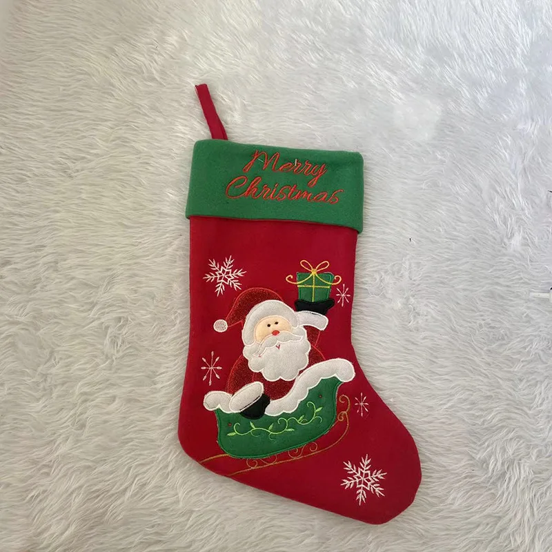 1PC Cartoon Snowman Old Man Elk Pattern Christmas Socks Gift Bag New Year Christmas Decorations Pendant Gift Props