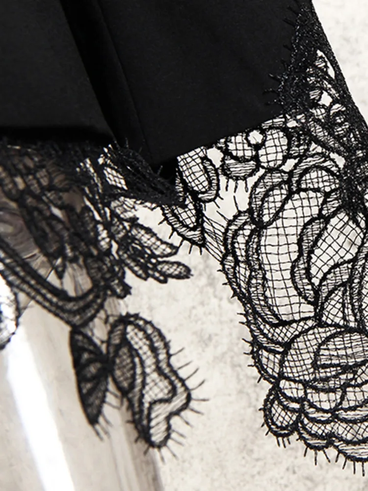 TLXT – Blazer élégant en dentelle brodée pour femme, col cranté, tunique à manches longues, manteaux décontractés, mode automne 2024