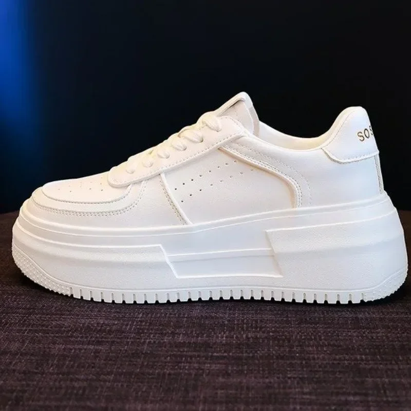 2024 New U Leather Women\'s White Casual Woman Vulcanize Sneakers Breathable Sport Walking Running Platform Flats Shoes