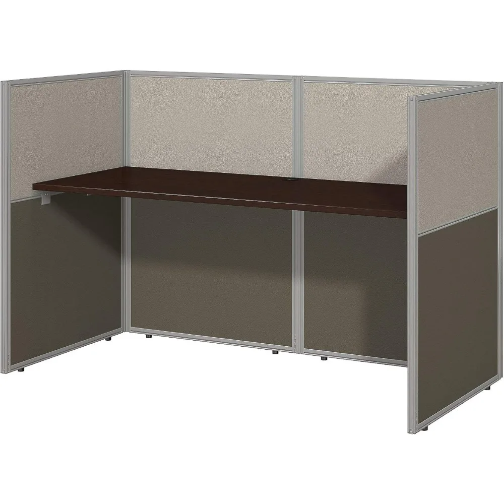 Business Furniture Easy Office Cubicle Desk Workstation with Closed Panels, 60W x 45H, Mocha Cherry