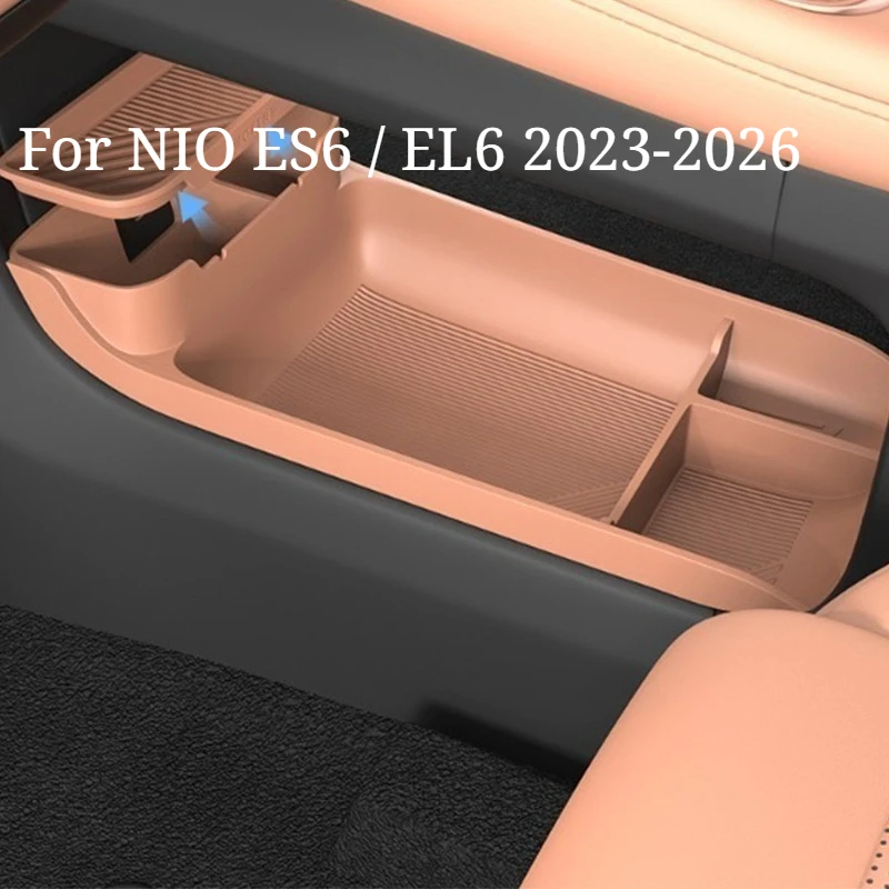 For NIO ES6 / EL6 2023-2026 Center Console Lower Storage Box - 2-Layer Organizer Tray, Silicone Interior Accessories