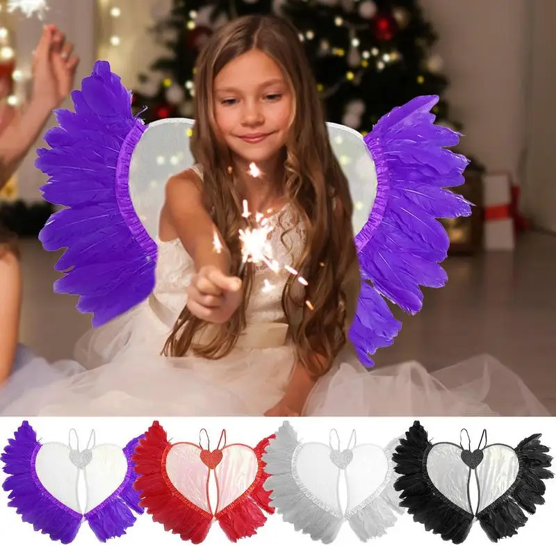 Angel Wing Costume Angel Feather Wing Sparkling Sheer Wings Fairy Halloween Costume Angel Wings With Elastic Straps For Kids