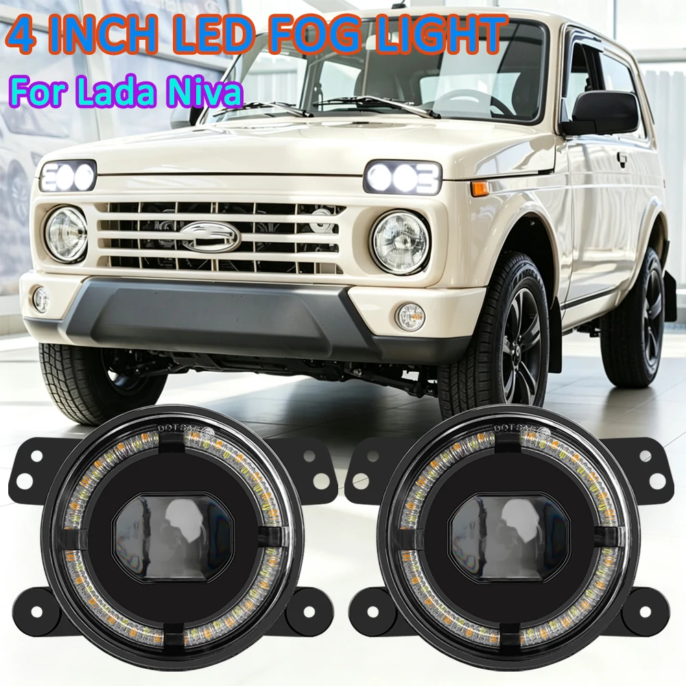For Lada Niva Wrangler JK Dodge Citroen Ford Honda Suzuki 4 Inch LED Off Road Fog Lamp Driving Auxiliary Light Auto Headlight