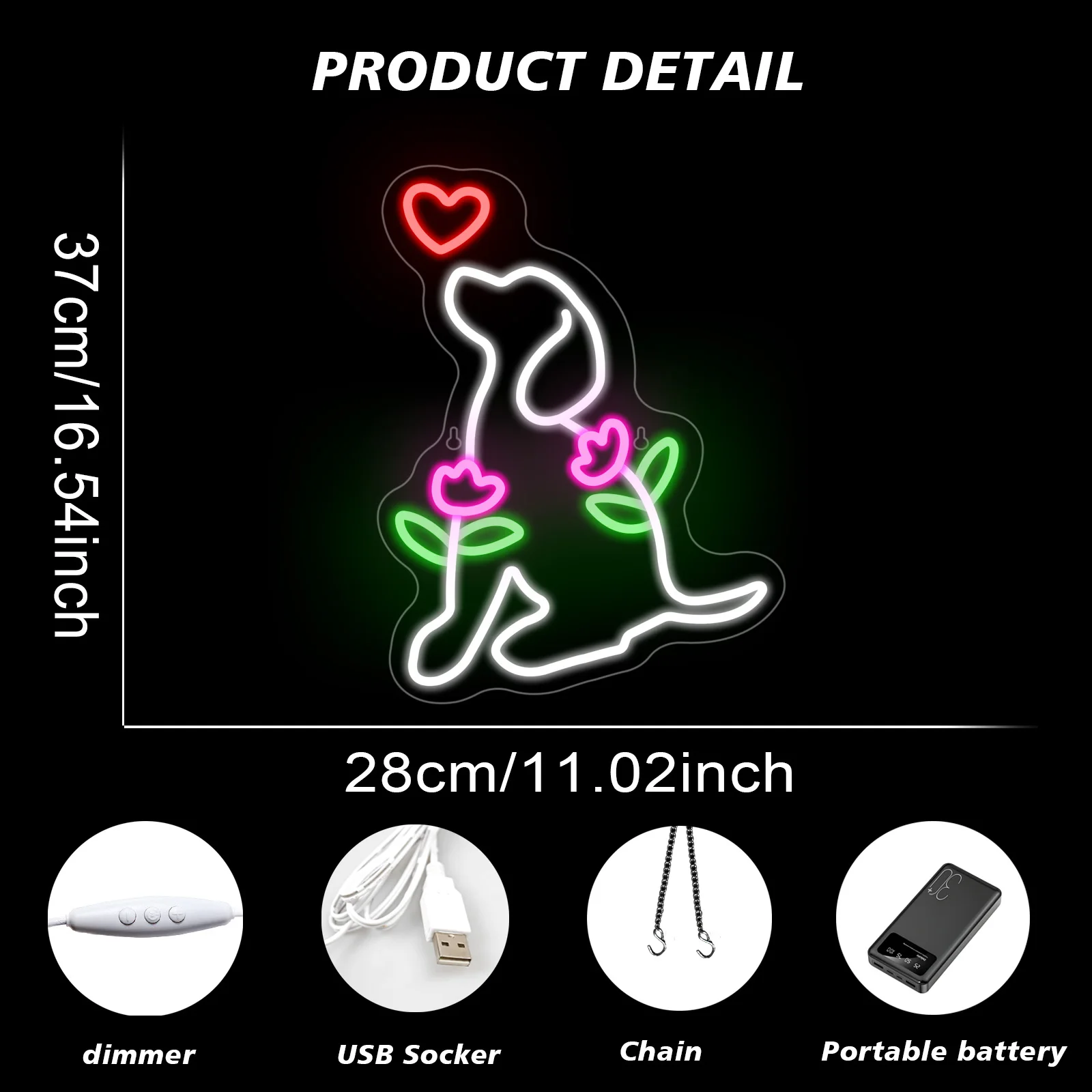 Cute Dog Neon Sign Led Wall Light Up Sign Pet Shop Room Decoration Dimmable Acrylic Room Decoration For Bar Club Store Bedroom