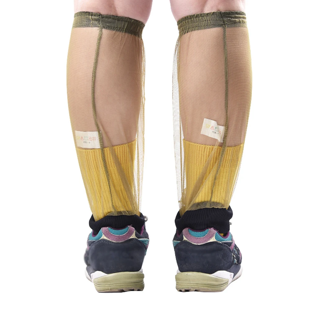 

2 Pairs Anti-bite Pants Leg Cover Feet Protector Running Mesh Net Hiking Green Man