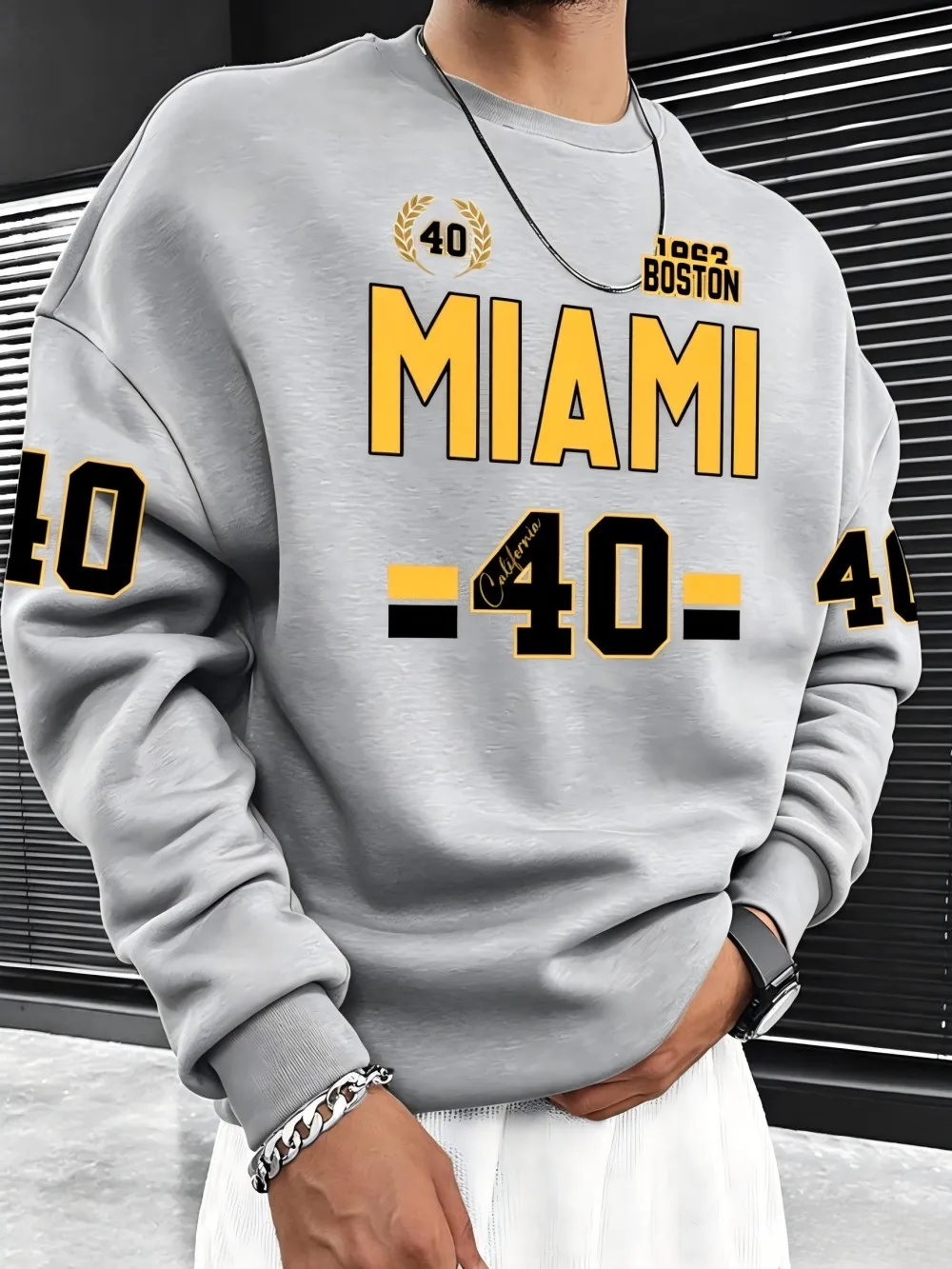 Amerikanisches Retro-Herren-T-Shirt für den Herbst, mit Boston-Motiv, weich und bequem, Rundhalsausschnitt, lange Ärmel, ideal als Sportoberteil für den Außenbereich. – Detail 14