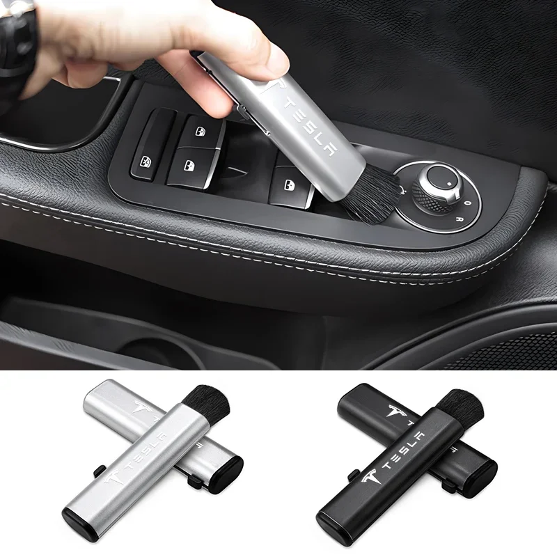 Car Logo Conditioning Air Outlet Brush For Tesla Model 3 2021 S X Y Style Roadster Invader Coil Mod WYE K80 Car Accessories