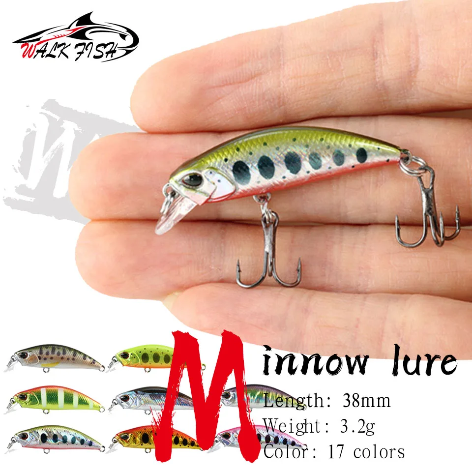 Caminhada peixe 38mm 3.2g mini afundando minnow iscas de pesca jerkbaits peche isca artificial wobbler isca para truta baixo carpa pesca