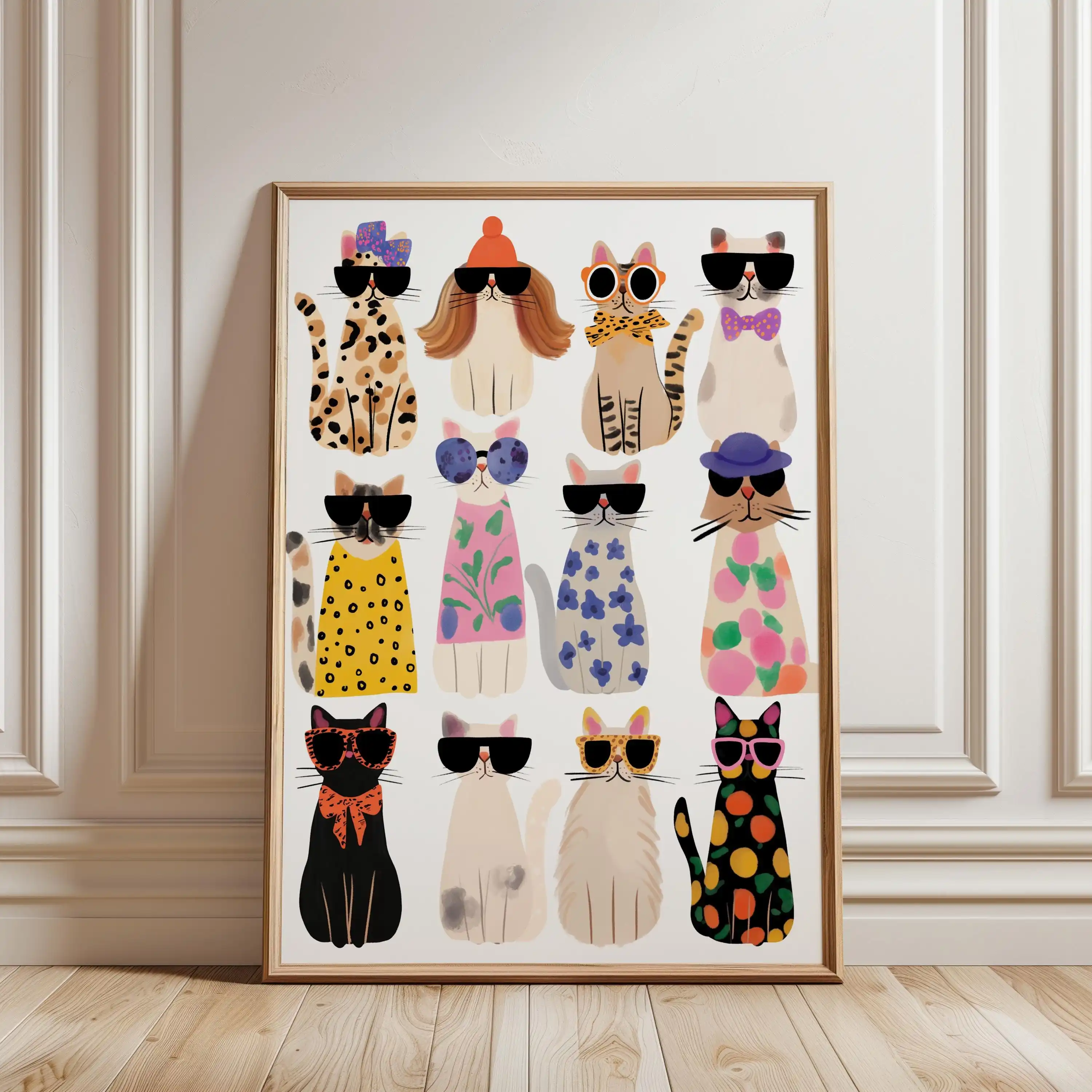 Cool Cats In Sunglasses Collection Stylish Felines Puppy Colorful Poster Print Wall Art Pictures Canvas Painting Room Home Decor