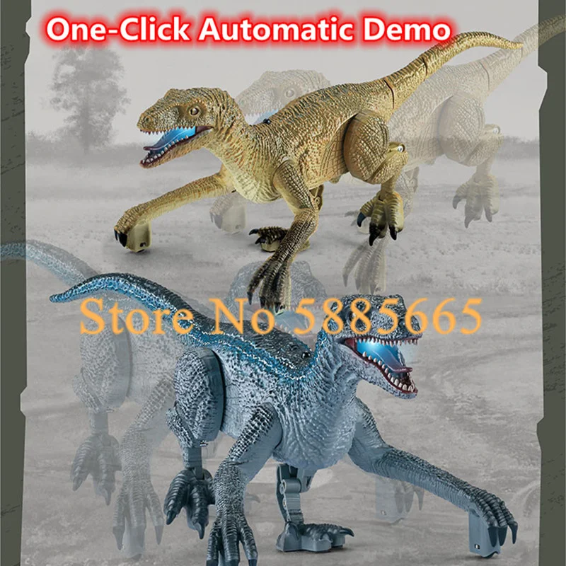 

Realistic Simulation Remote Control Dinosaur Joint Action Movable Raptor Luminous One-key Automatic Demo RC Toys For Child Gifts